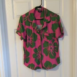 Victoria's Secret Pink and Green Floral Button Down Shirt